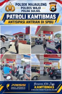 Polsek Majauleng Pantau SPBU, Antrean Pengisian BBM Berjalan Kondusif